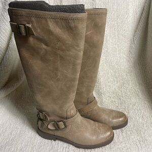 Arturo Chiang Ella distressed leather khaki riding boots SZ8.5M